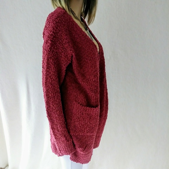 Cozy Popcorn Knit Rose Cardigan Sweater - Picture 4 of 6
